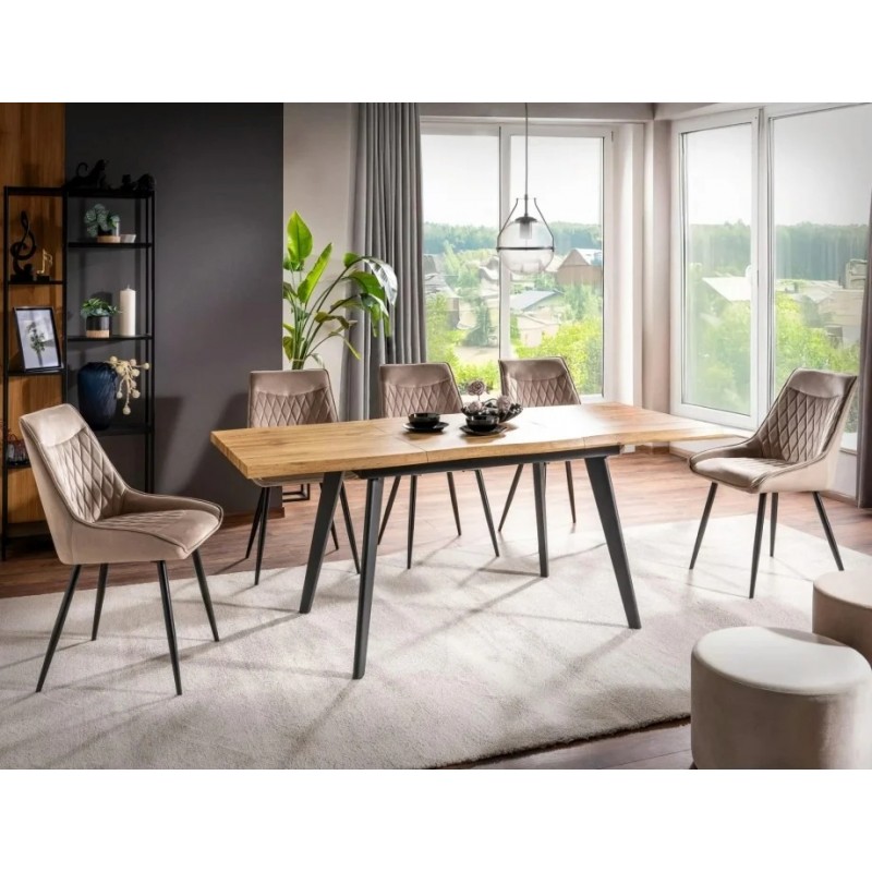 Стіл обідній розкладний FRESNO 120(180)X80 дуб / чорний каркас FRESNODC1201 Signal