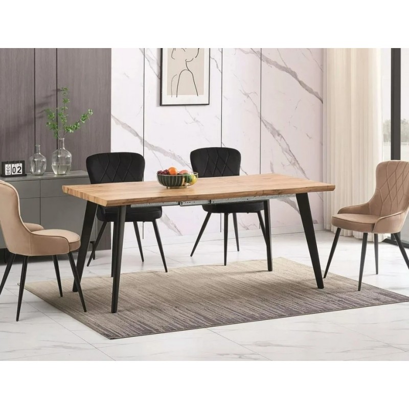 Стіл обідній розкладний FRESNO 120(180)X80 дуб / чорний каркас FRESNODC1201 Signal