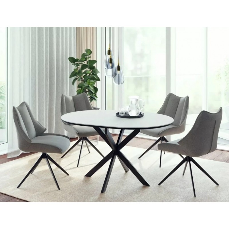 Стіл обідній розкладний GASTON CERAMIC 100(135)*100 білий / чорний GASTONBC100 Signal