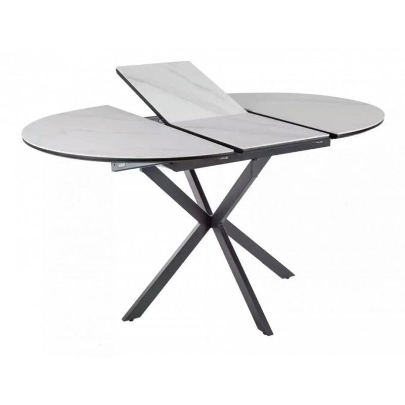 Стіл обідній розкладний GASTON CERAMIC 100(135)*100 білий / чорний GASTONBC100 Signal
