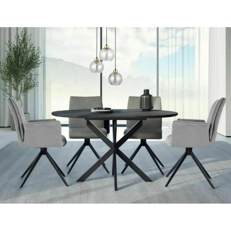 Стіл обідній розкладний GASTON CERAMIC 100(135)*100 чорний GASTONC100 Signal