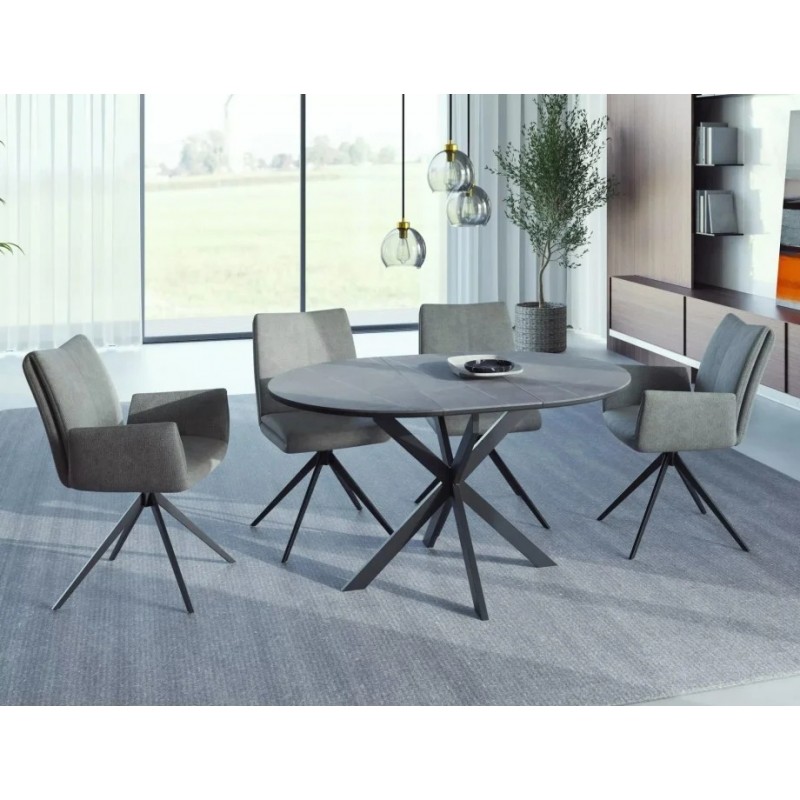 Стіл обідній розкладний GASTON CERAMIC 100(135)*100 сірий / чорний GASTONSZC100 Signal