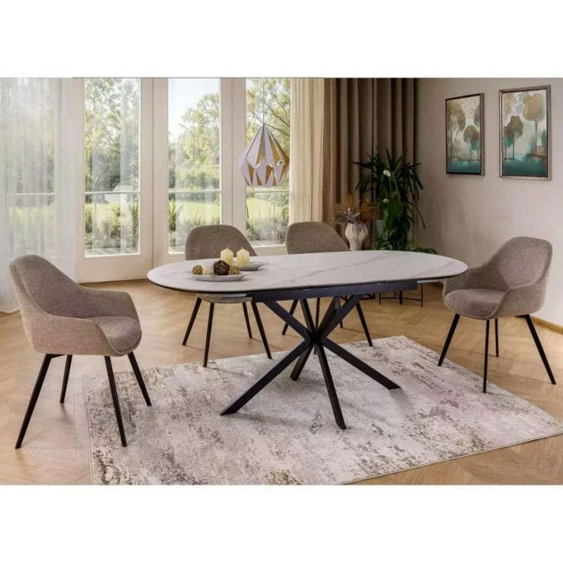 Стіл обідній розкладний GASTON CERAMIC 140(180)*80 білий / чорний GASTONBC140 Signal