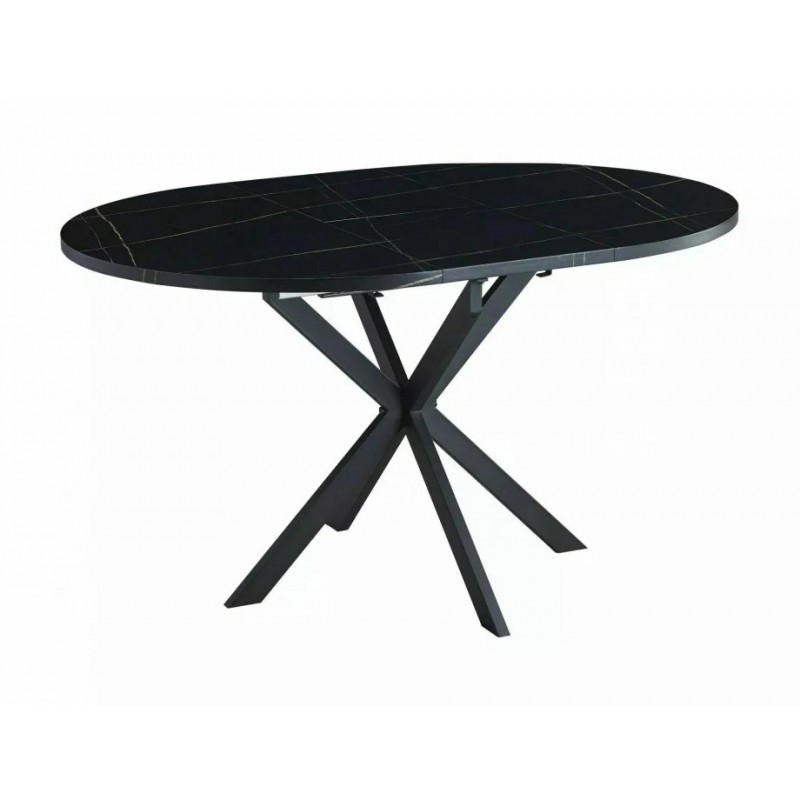 Стіл обідній розкладний GASTON Чорний Ефект Мармуру / Чорний мат Діаметр 100(135)X100 GASTONCMAC100 Signal