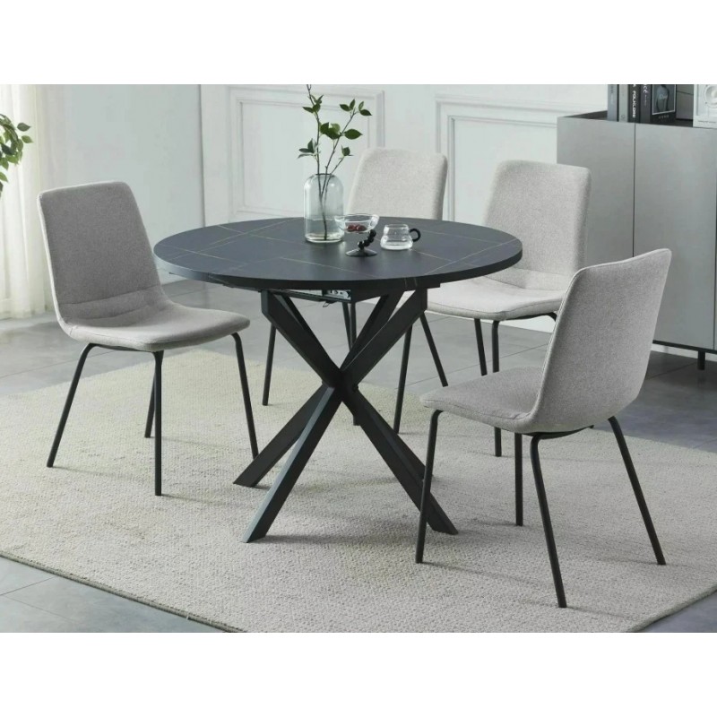 Стіл обідній розкладний GASTON Чорний Ефект Мармуру / Чорний мат Діаметр 100(135)X100 GASTONCMAC100 Signal