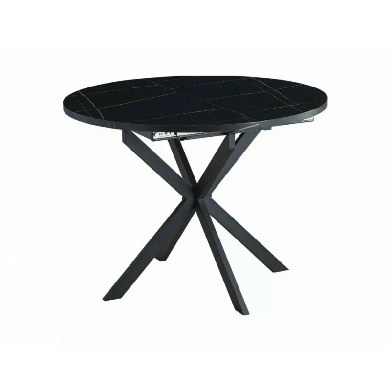 Стіл обідній розкладний GASTON Чорний Ефект Мармуру / Чорний мат Діаметр 100(135)X100 GASTONCMAC100 Signal