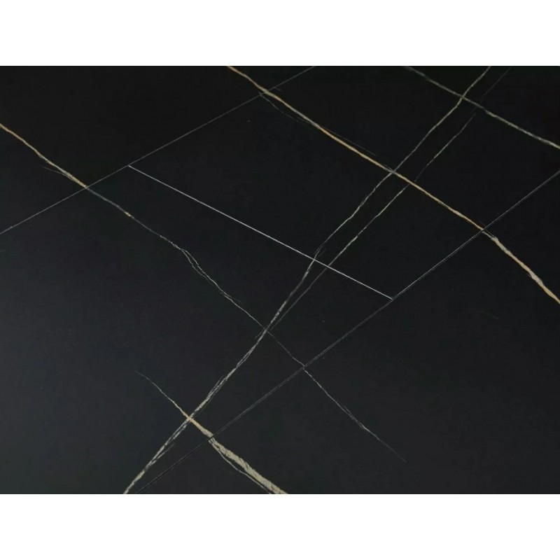 Стіл обідній розкладний GASTON Чорний Ефект Мармуру / Чорний мат Діаметр 100(135)X100 GASTONCMAC100 Signal