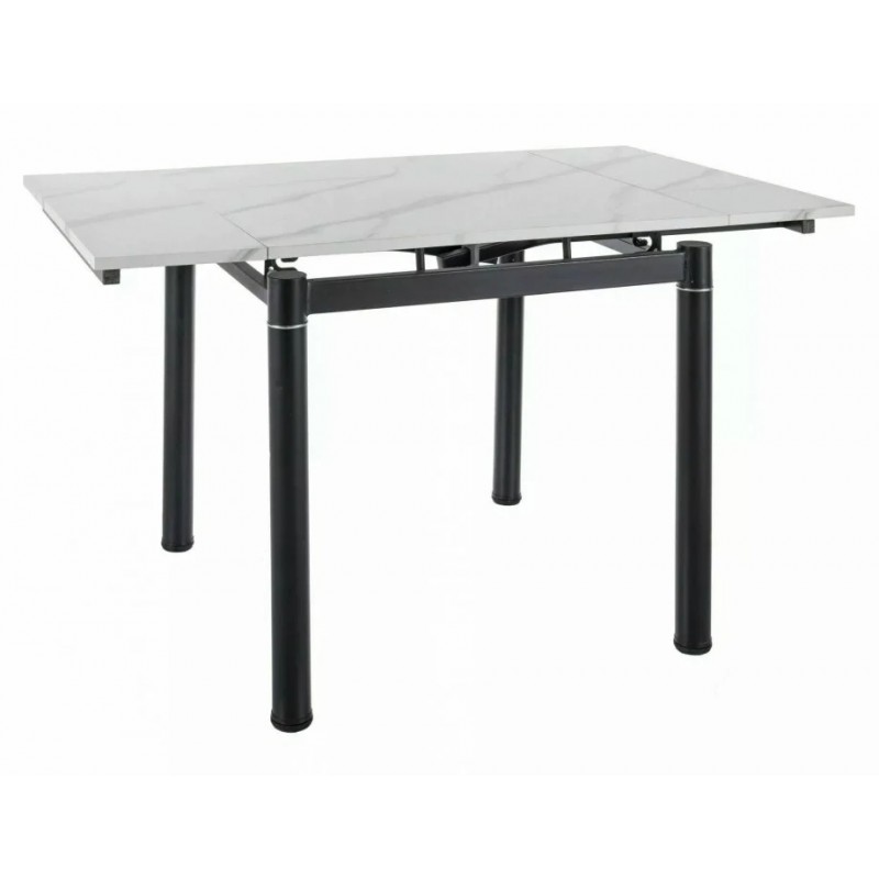 Стіл обідній розкладний GD082 Білий Ефект Мармуру / Чорний мат Діаметр 80(131)X80 GD082BC80 Signal