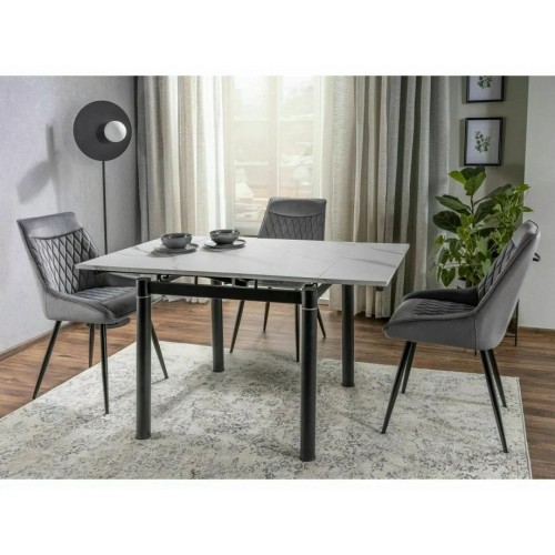 Стіл обідній розкладний GD082 Білий Ефект Мармуру / Чорний мат Діаметр 80(131)X80 GD082BC80 Signal