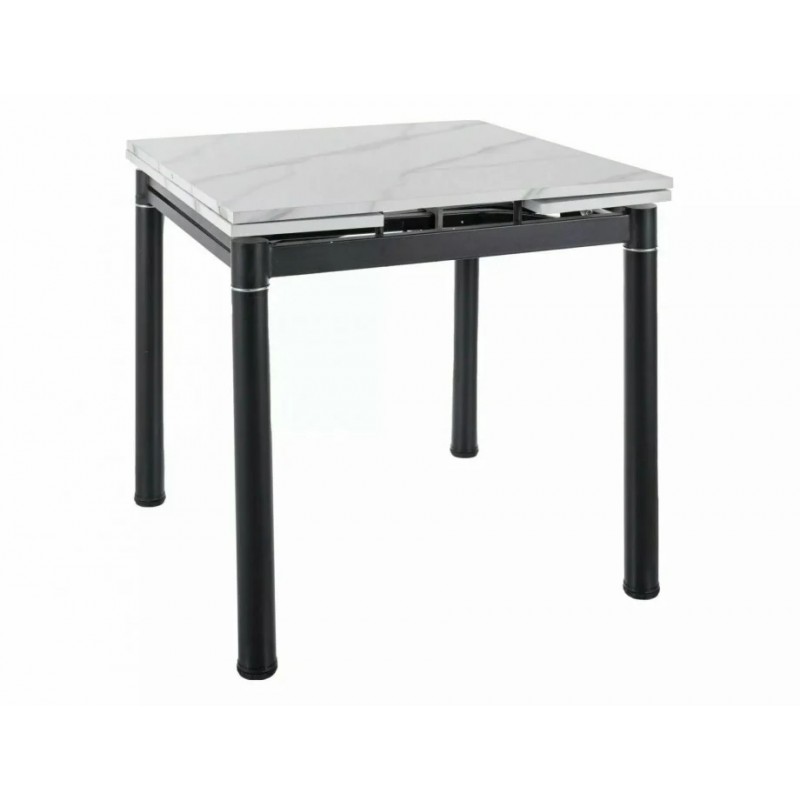 Стіл обідній розкладний GD082 Білий Ефект Мармуру / Чорний мат Діаметр 80(131)X80 GD082BC80 Signal