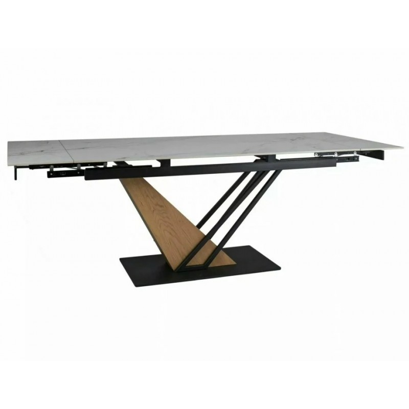 Стіл обідній розкладний GENESIS Білий / Дуб Діаметр 160(220)X90 GENESISBD160 Signal