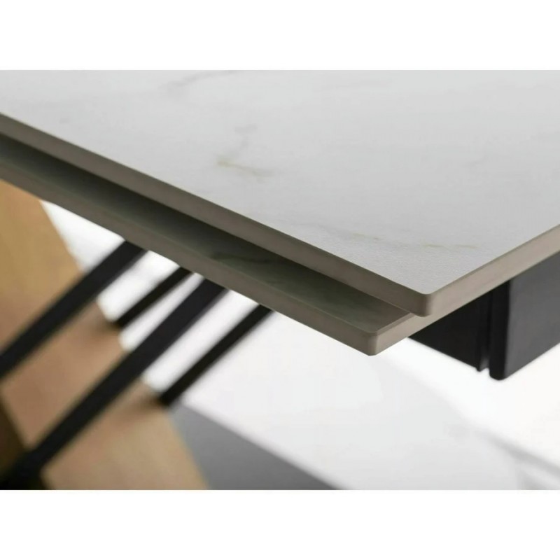 Стіл обідній розкладний GENESIS Білий / Дуб Діаметр 160(220)X90 GENESISBD160 Signal