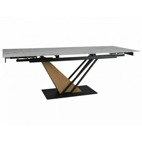 Стіл обідній розкладний GENESIS Білий / Дуб Діаметр 180(240)X90 GENESISBD180 Signal