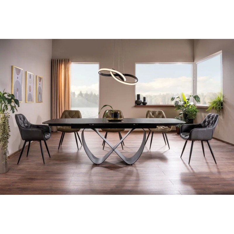 Стіл обідній розкладний INFINITY CERAMIC 160(240)*95 чорний AZARIO BLACK/чорний мат INFINITYCBC160 Signal