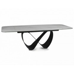Стіл обідній розкладний INFINITY CERAMIC Білий Nature Cloud / Чорний Діаметр 160(240)X95 Signal