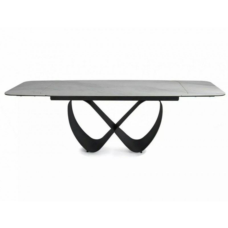 Стіл обідній розкладний INFINITY CERAMIC Білий Nature Cloud / Чорний Діаметр 160(240)X95 Signal