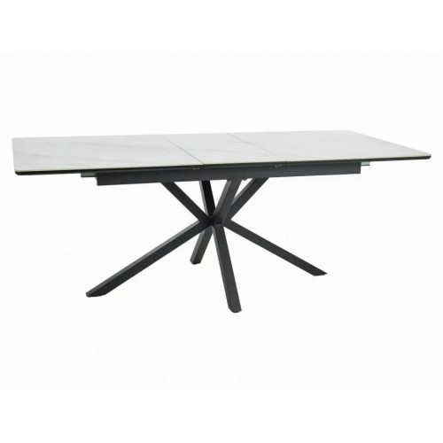 Стіл обідній розкладний LOGAN CERAMIC Білий / Чорний мат Діаметр 160(200)X90 Signal