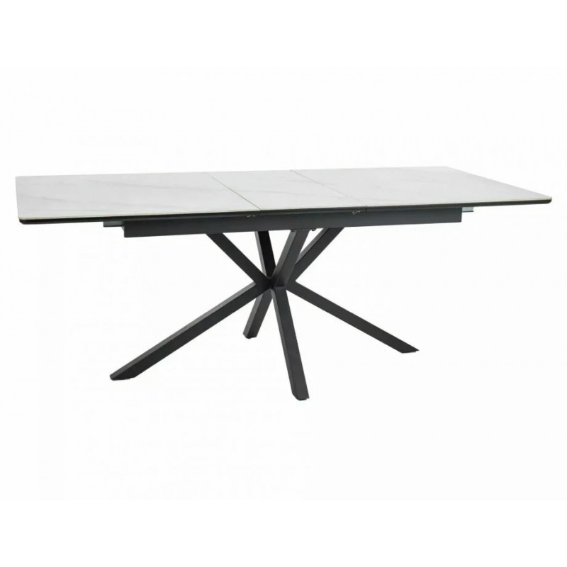 Стіл обідній розкладний LOGAN CERAMIC Білий / Чорний мат Діаметр 160(200)X90 Signal
