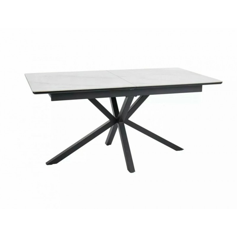 Стіл обідній розкладний LOGAN CERAMIC Білий / Чорний мат Діаметр 160(200)X90 Signal