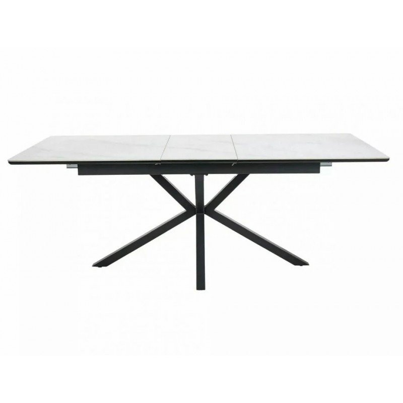 Стіл обідній розкладний LOGAN CERAMIC Білий / Чорний мат Діаметр 160(200)X90 Signal