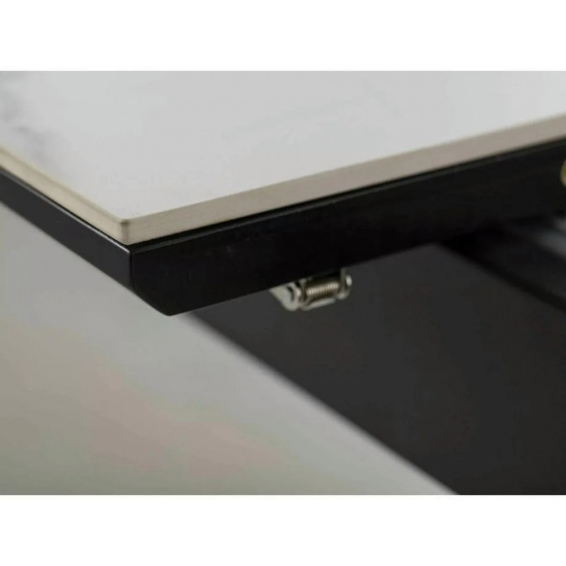 Стіл обідній розкладний LOGAN CERAMIC Білий / Чорний мат Діаметр 160(200)X90 Signal