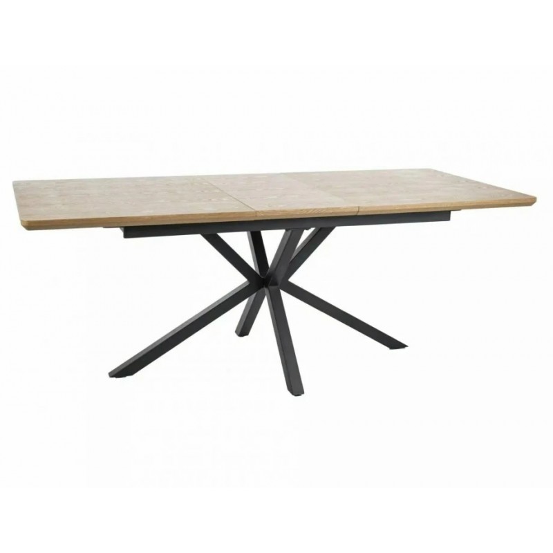 Стіл обідній розкладний LOGAN Дуб / Чорний мат Діаметр 160(200)X90 Signal