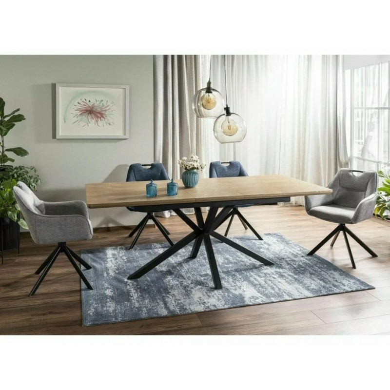 Стіл обідній розкладний LOGAN Дуб / Чорний мат Діаметр 160(200)X90 Signal