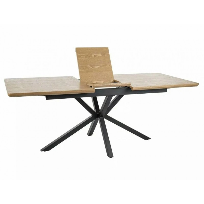 Стіл обідній розкладний LOGAN Дуб / Чорний мат Діаметр 160(200)X90 Signal