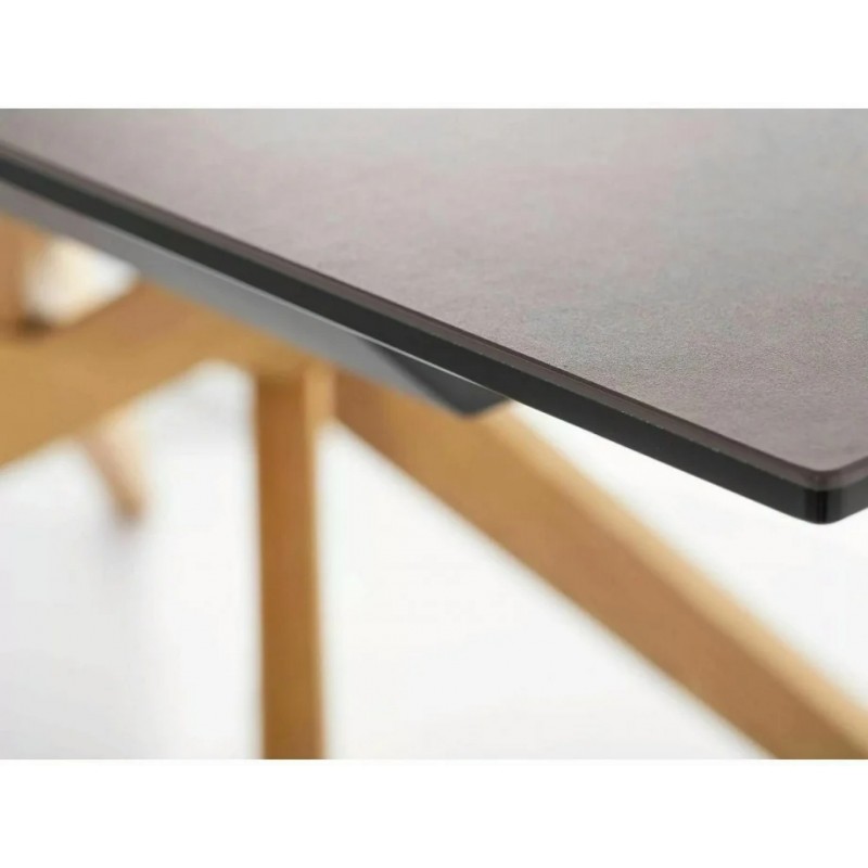 Стіл обідній розкладний LORETO CERAMIC Бронзовий Ossido Bruno / Дуб Діаметр 180(230)X90 LORETOBROD180 Signal