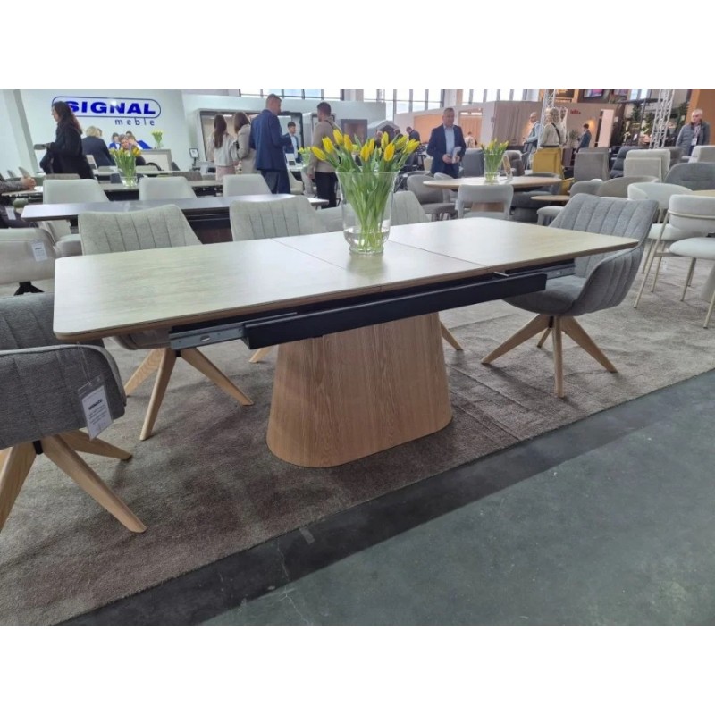 Стіл обідній розкладний MONACO 160(200)*90 бежевий травертин / дуб MONACOSZTRC160 Signal