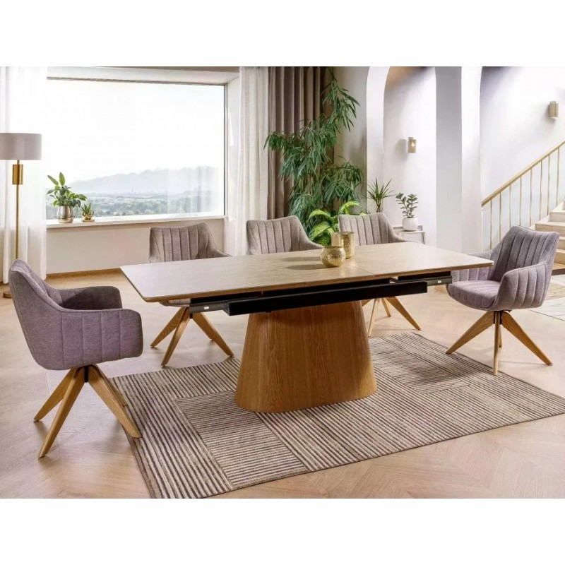 Стіл обідній розкладний MONACO 160(200)*90 бежевий травертин / дуб MONACOSZTRC160 Signal