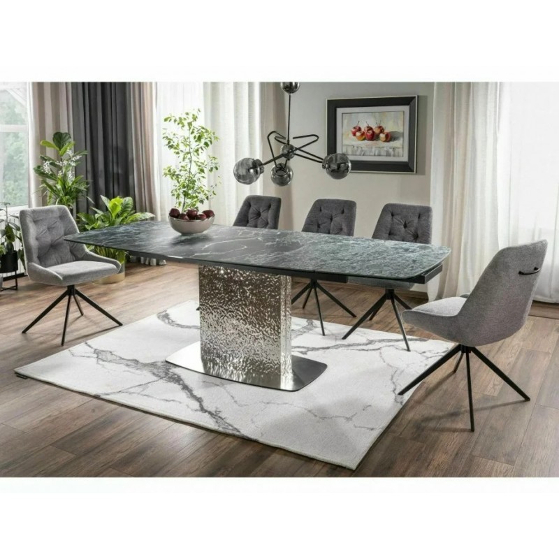 Стіл обідній розкладний MONCLER CERAMIC Морський Verde Alpi / Чорний мат (160-240)X90 Signal