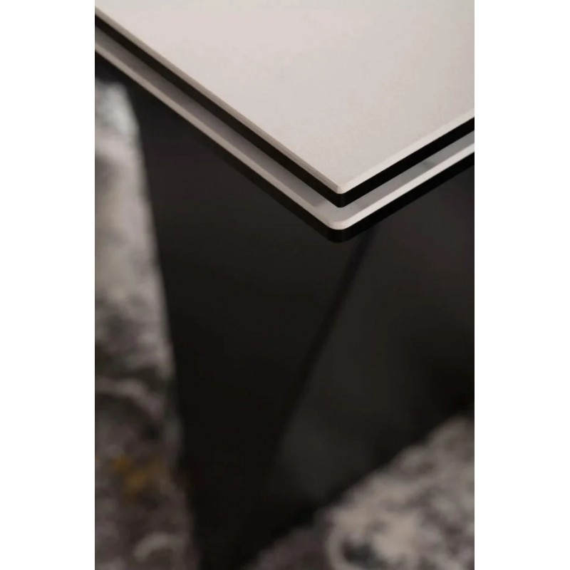 Стіл обідній розкладний PETERSON CERAMIC Білий Statuario Venato / Чорний мат (160-240)X90 Signal