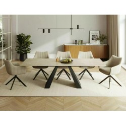 Стіл обідній розкладний SALVADORE CERAMIC Крем Diamond Cream / Чорний мат (160-240) X90 SALVADOREKRC160 Signal
