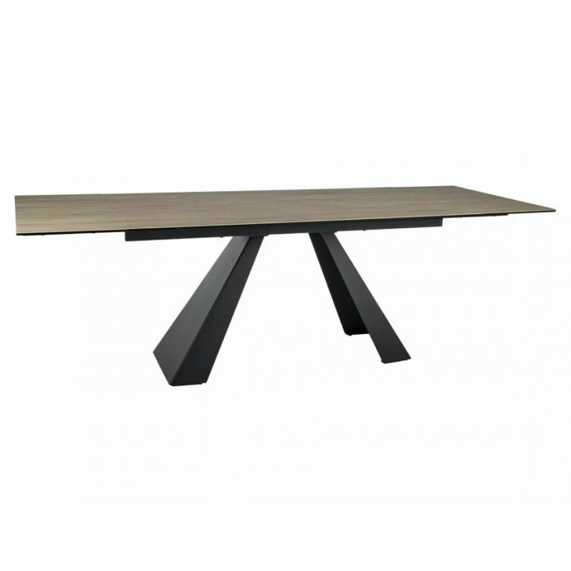 Стіл обідній розкладний SALVADORE CERAMIC Світло-Сірий Pietra di Savoia / Чорний мат (160-240)X90 SALVADOREJBRC160 Signal