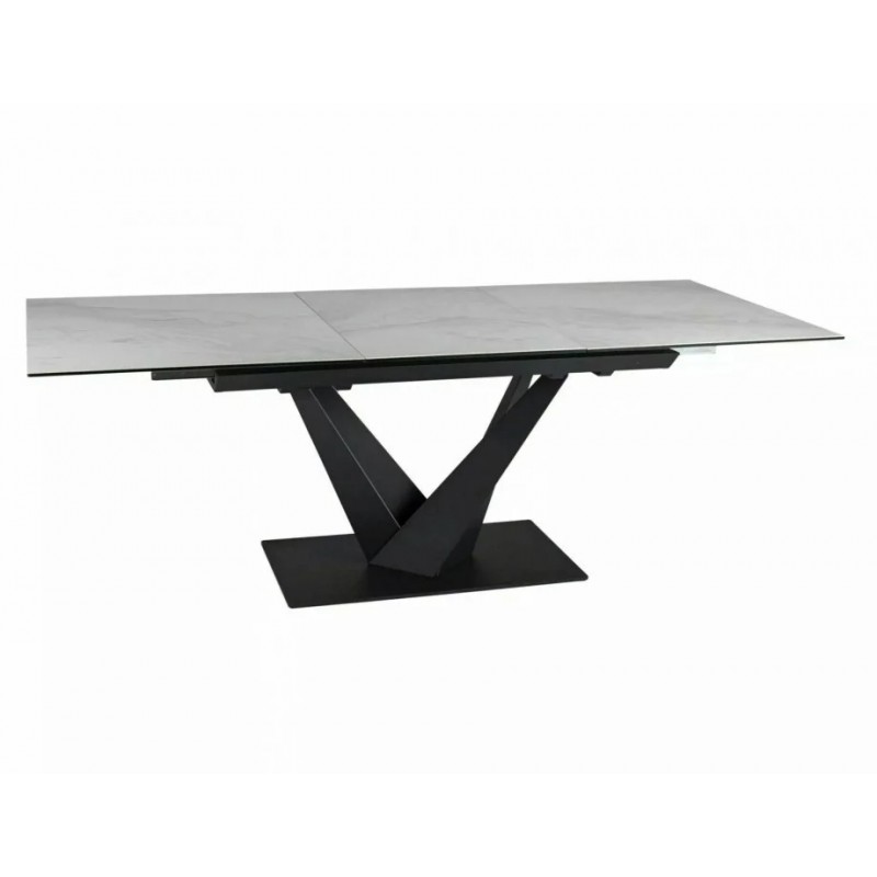 Стіл обідній розкладний SORENTO CERAMIC Білий Nature Cloud / Чорний мат 160(220)X90 Signal