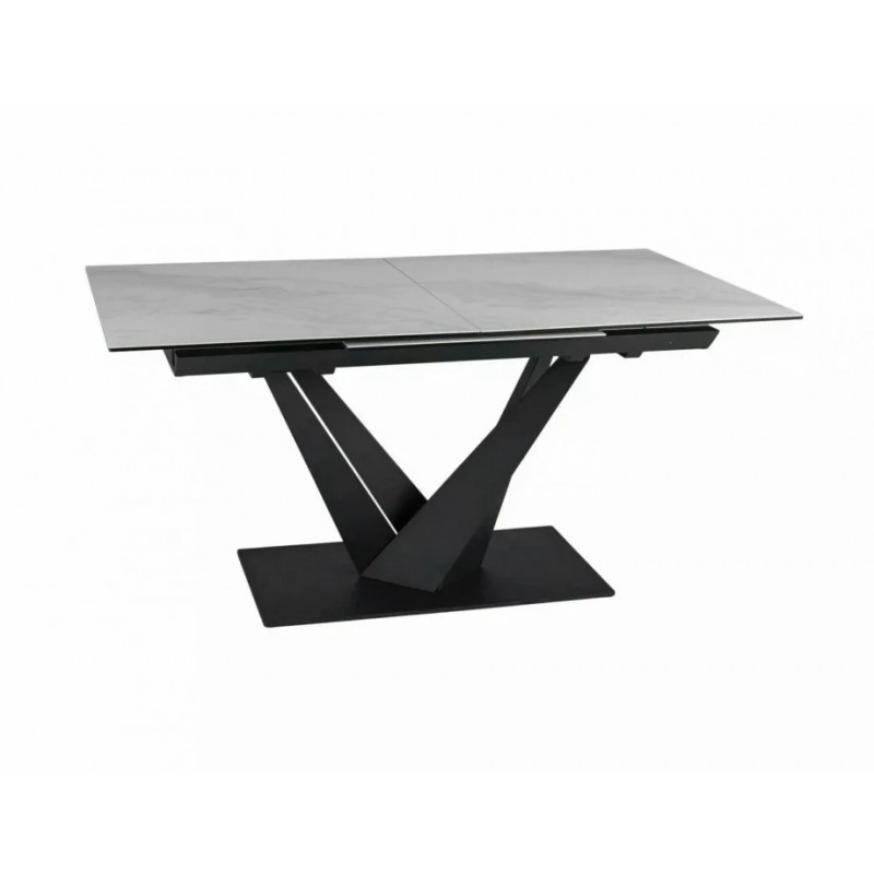 Стіл обідній розкладний SORENTO CERAMIC Білий Nature Cloud / Чорний мат 160(220)X90 Signal