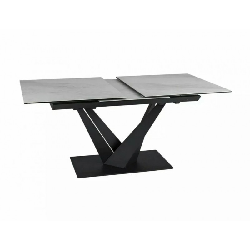 Стіл обідній розкладний SORENTO CERAMIC Білий Nature Cloud / Чорний мат 160(220)X90 Signal