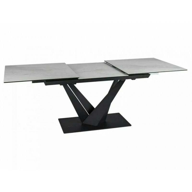 Стіл обідній розкладний SORENTO CERAMIC Білий Nature Cloud / Чорний мат 160(220)X90 Signal