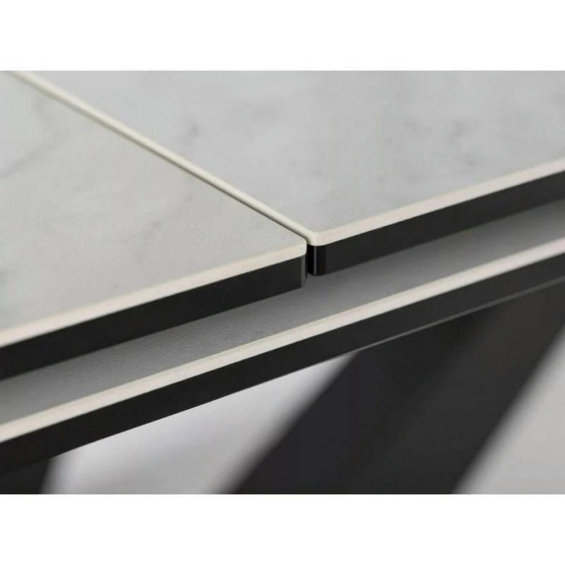 Стіл обідній розкладний SORENTO CERAMIC Білий Nature Cloud / Чорний мат 160(220)X90 Signal