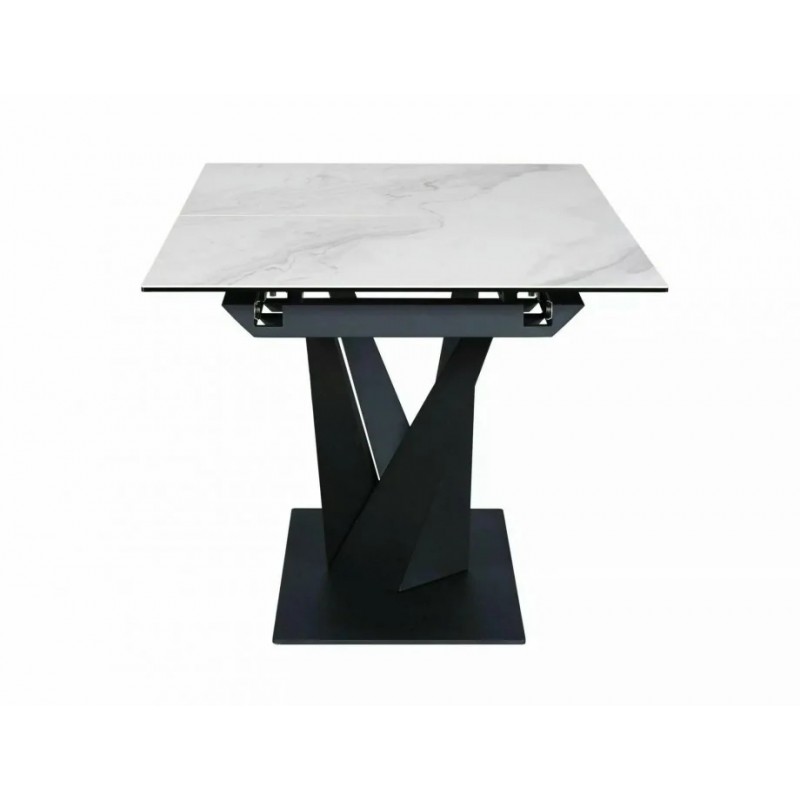 Стіл обідній розкладний SORENTO CERAMIC Білий Nature Cloud / Чорний мат 160(220)X90 Signal