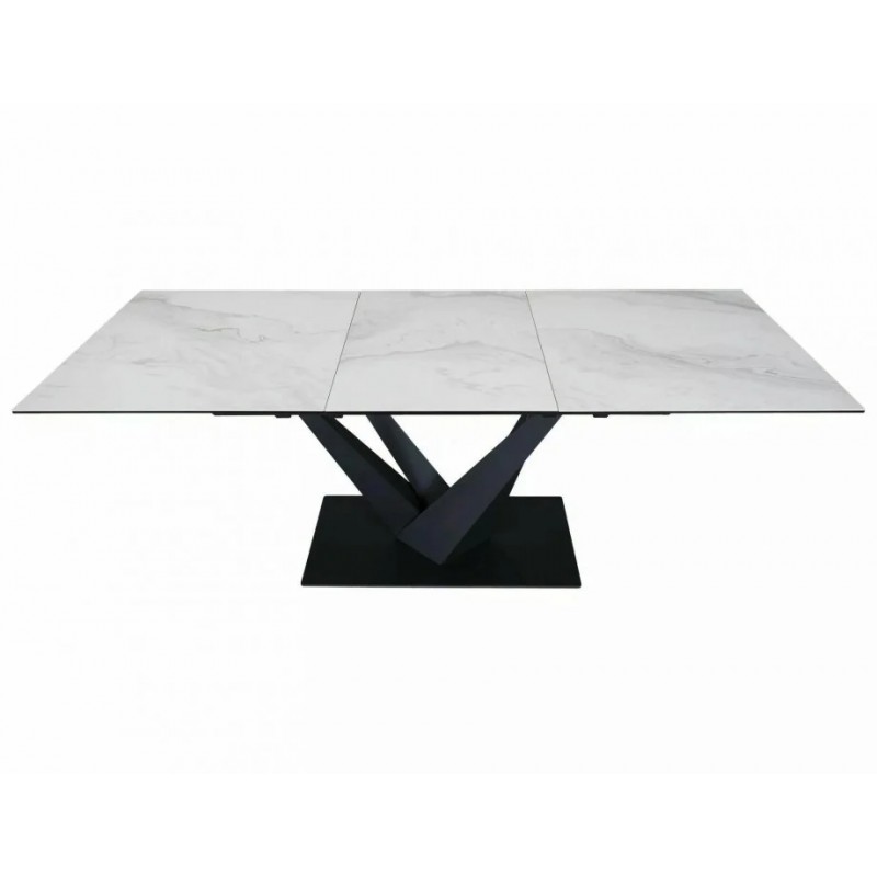 Стіл обідній розкладний SORENTO CERAMIC Білий Nature Cloud / Чорний мат 160(220)X90 Signal