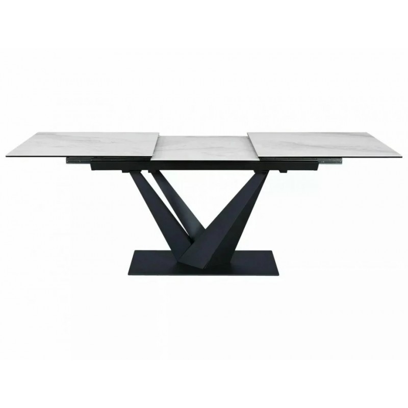 Стіл обідній розкладний SORENTO CERAMIC Білий Nature Cloud / Чорний мат 160(220)X90 Signal