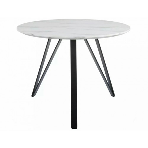 Стіл обідній розкладний TETIS Білий Ефект Мармуру / Чорний мат Стелаж Діаметр 100 TETISBC100 Signal