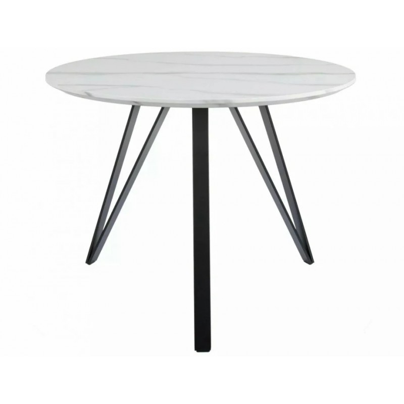 Стіл обідній розкладний TETIS Білий Ефект Мармуру / Чорний мат Стелаж Діаметр 100 TETISBC100 Signal