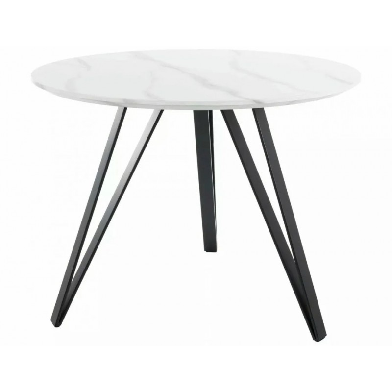 Стіл обідній розкладний TETIS Білий Ефект Мармуру / Чорний мат Стелаж Діаметр 100 TETISBC100 Signal