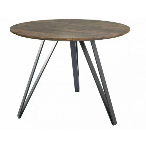 Стіл обідній розкладний TETIS Горіх Вінтаж / Чорний мат Стелаж Діаметр 100 TETISOVC100 Signal