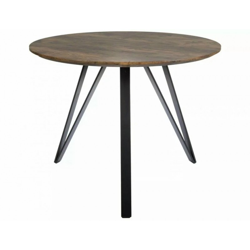 Стіл обідній розкладний TETIS Горіх Вінтаж / Чорний мат Стелаж Діаметр 100 TETISOVC100 Signal