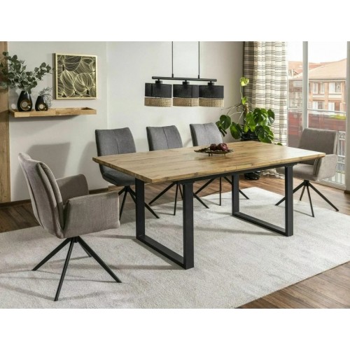 Стіл обідній розкладний UMBERTO II Дуб Артісан / Чорний Діаметр 160(240)X90 Signal