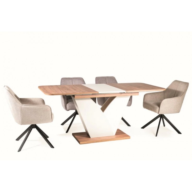 Стіл обідній розкладний VIDAR Дуб крафт тютюн / крем 140(180)X80 VIDARDCTK140 Signal